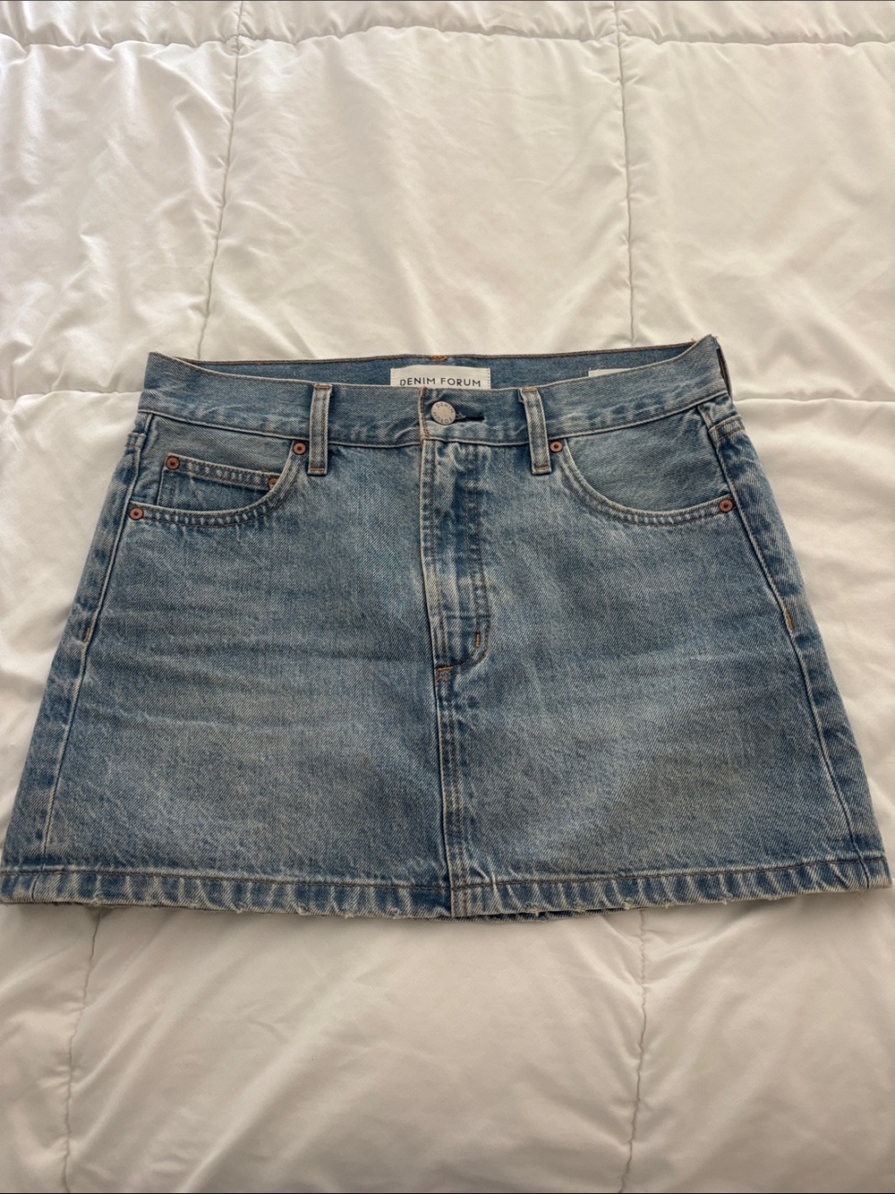 Denim Forum Medium Wash Denim Mini Skirt